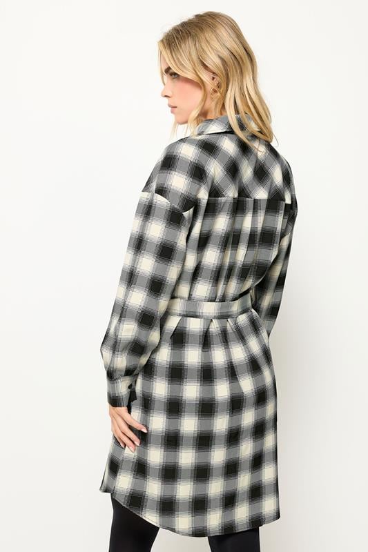 PixieGirl Petite Women's Black Check Print Shirt Dress | PixieGirl 3