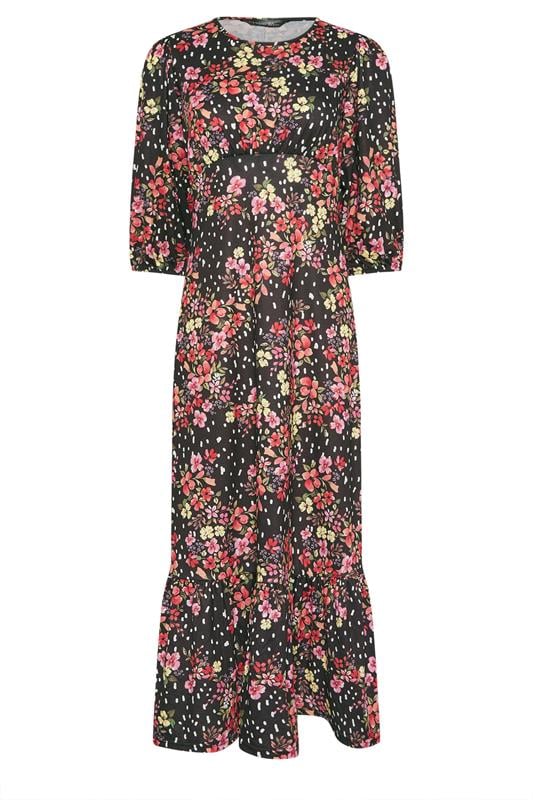 PixieGirl Petite Women's Black Spot & Floral Print Maxi Dress | PixieGirl 1