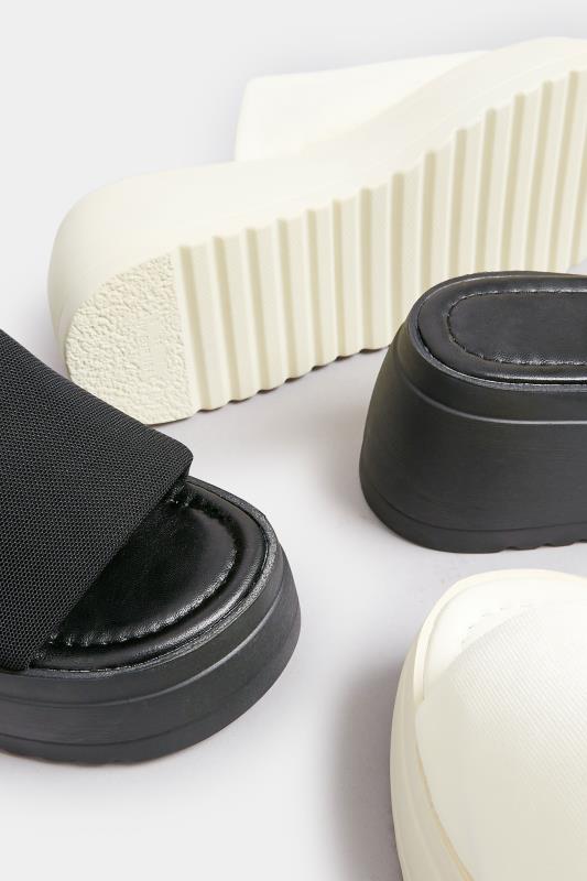 PixieGirl White Wedge Platform Mule Sandals In Standard Fit | PixieGirl 7