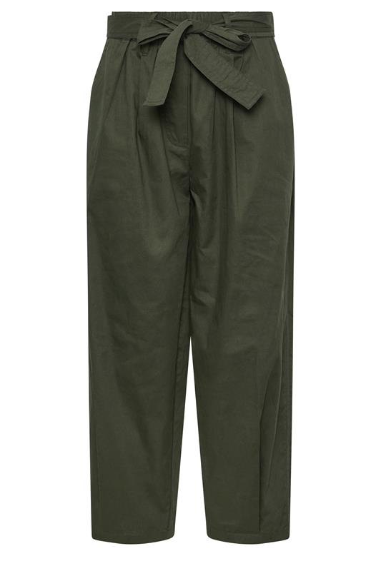 PixieGirl Petite Women's Khaki Green Poplin Barrel Trousers | PixieGirl 5