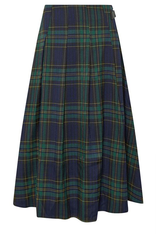 PixieGirl Petite Women's Blue & Green Check Buckle Midi Skirt | PixieGirl 6