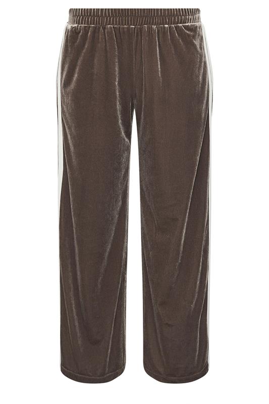  PixieGirl Petite Women's Brown Side Stripe Velvet Wide Leg Trousers | PixieGirl 6