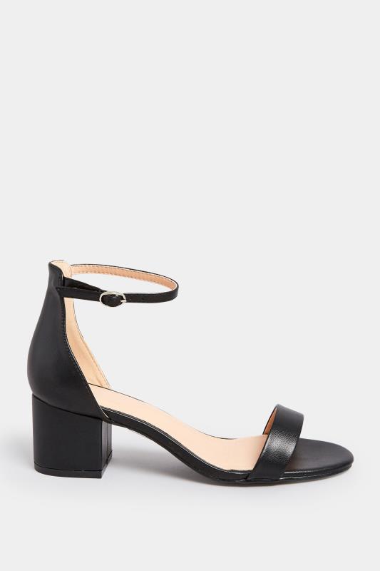 PixieGirl Black Mid Block Heel Sandals In Standard Fit | PixieGirl 3
