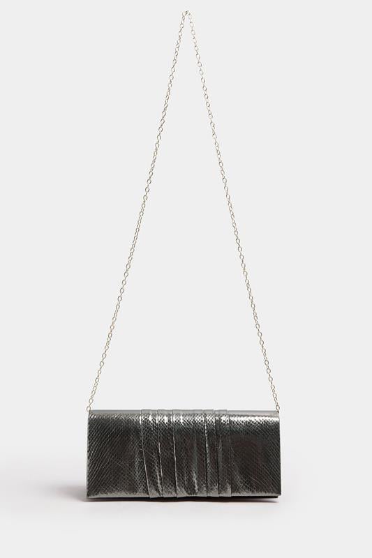 Silver Faux Leather Metallic Clutch Bag | Yours Clothing 4