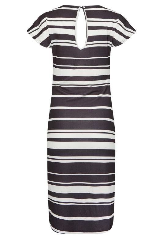 Petite Womens Black & White Stripe Knot Midi Dress | PixieGirl  7