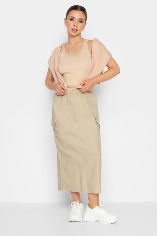 Petite Beige Brown Parachute Maxi Skirt | PixieGirl 2
