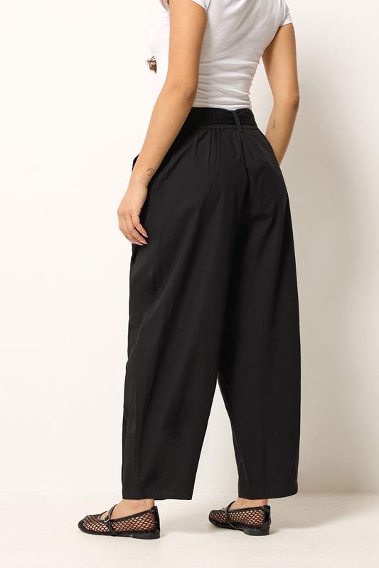PixieGirl Petite Women's Black Poplin Barrel Trousers | PixieGirl 2