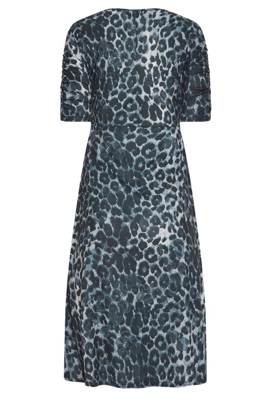 PixieGirl Grey Leopard Print Midi Dress | PixieGirl  7