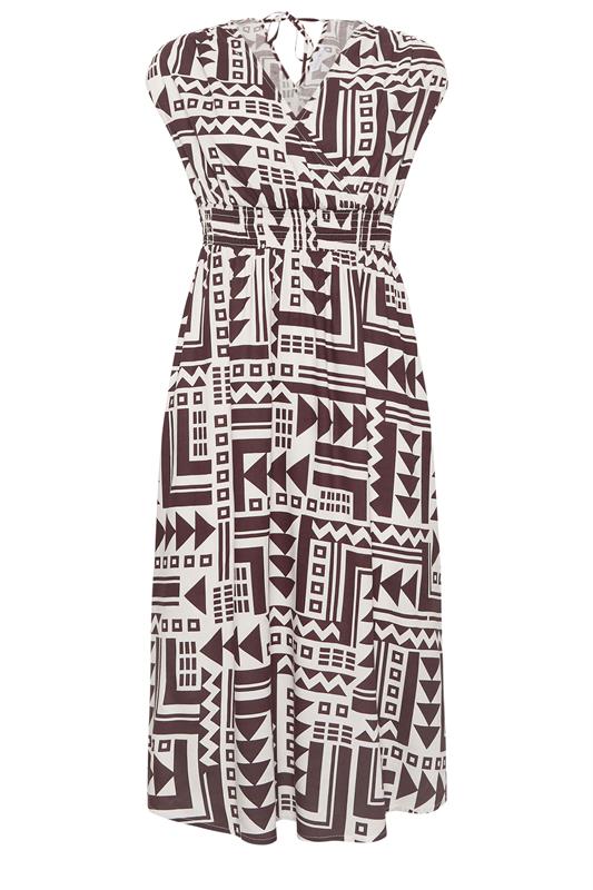 PixieGirl Petite Women's Chocolate Brown Abstract Midi Dress | PixieGirl 6