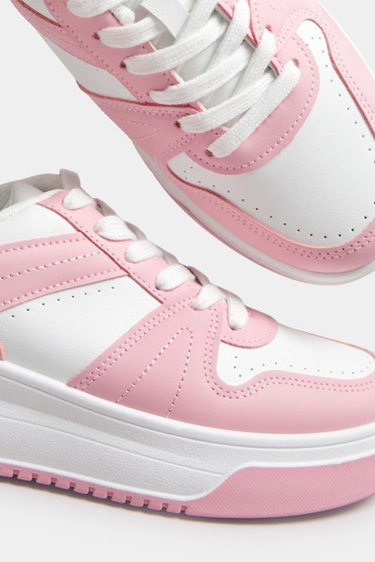 Pink & White Chunky Trainers In Extra Wide EEE Fit | Yours Clothing 5