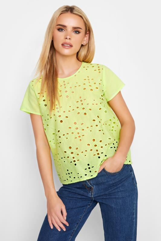 Petite  PixieGirl Lime Green Broderie Anglaise Short Sleeve Top