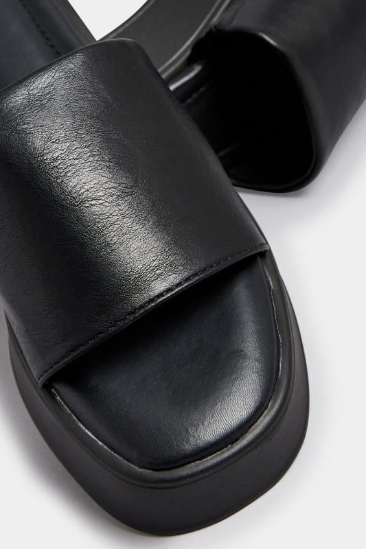 PixieGirl Black Flatform Mule Sandals In Standard Fit | PixieGirl 5