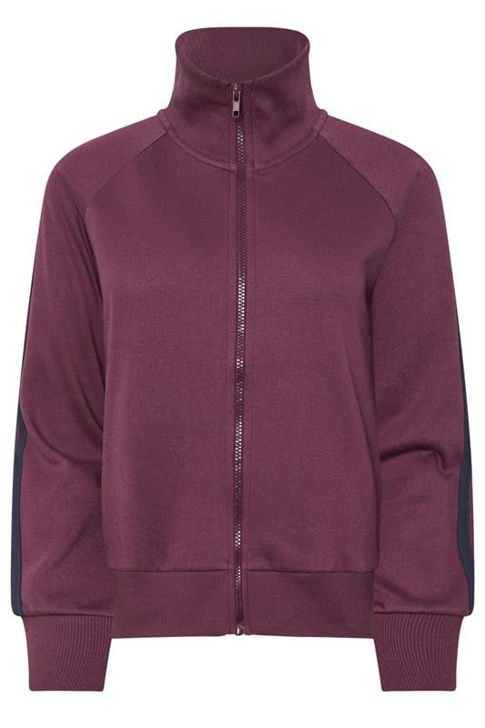 PixieGirl Petite Women's Burgundy Red Stripe Collar Zip Sweatshirt | PixieGirl  5
