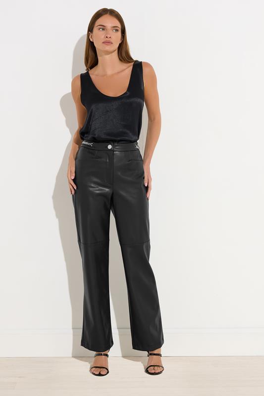 STAR Black Faux Leather Wide Leg Trousers | StarByJM 2
