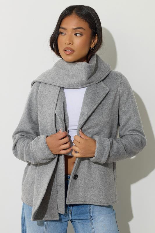 PixieGirl Petite Women's Dark Grey Formal Scarf Coat | PixieGirl 2