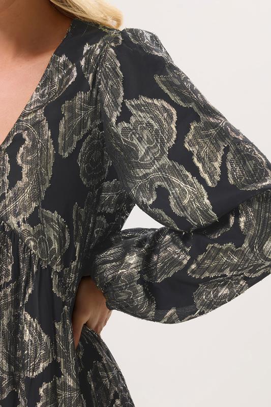 PixieGirl Petite Women's Black Jacquard Floral Smock Dress | PixieGirl 4
