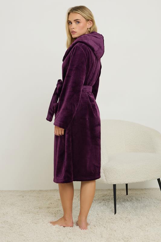 PixieGirl Petite Women's Burgundy Red Super Luxe Hooded Dressing Gown | PixieGirl 3