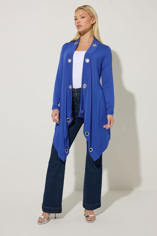  STAR Blue Eyelet Detail Waterfall Cardigan