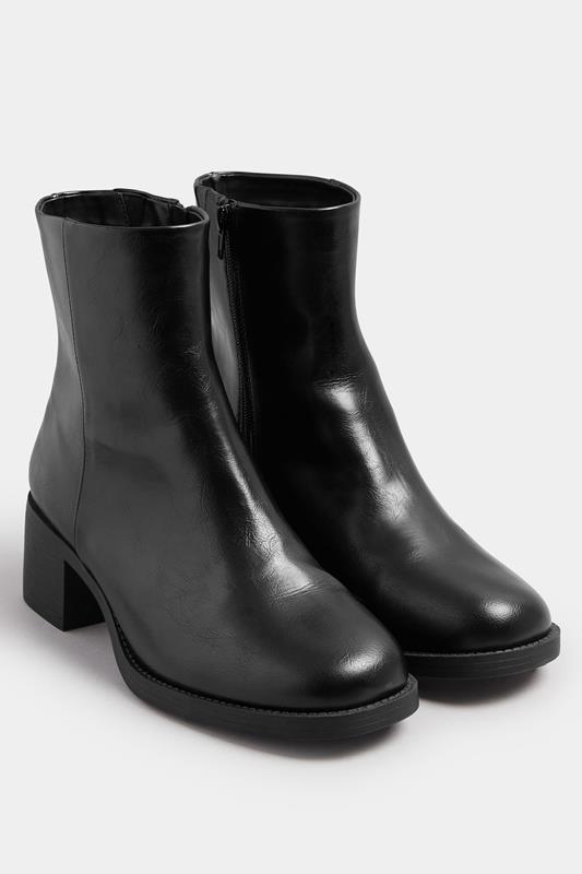 Black Faux Leather Square Toe Chelsea Boots In Extra Wide EEE Fit | Yours Clothing 3