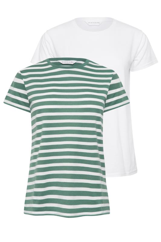 PixieGirl 2 PACK Green & White Stripe T-Shirts | PixieGirl 7