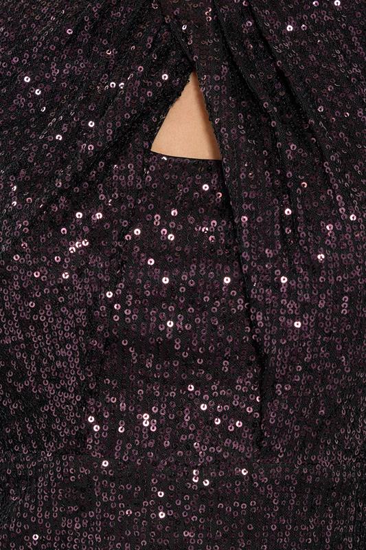 M&Co Petite Purple Sequin Twist Neck Keyhole Detail Top | M&Co 5
