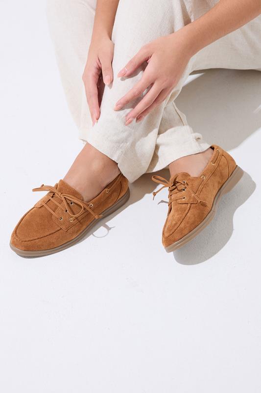  Yours Brown Faux Suede Loafers In Extra Wide EEE Fit
