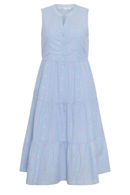 M&Co Petite Light Blue Dobby Tiered Cotton Midi Dress | M&Co 5