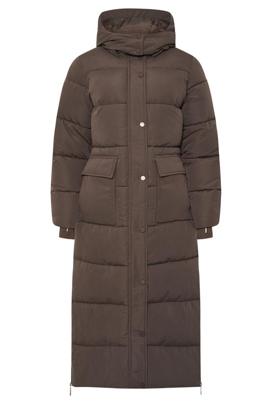 PixieGirl Petite Womens Chocolate Brown Maxi Padded Puffer Coat | PixieGirl 6