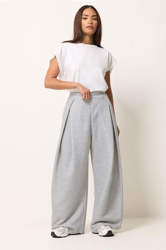  PixieGirl Petite Grey Marl Pleated Wrap Trousers