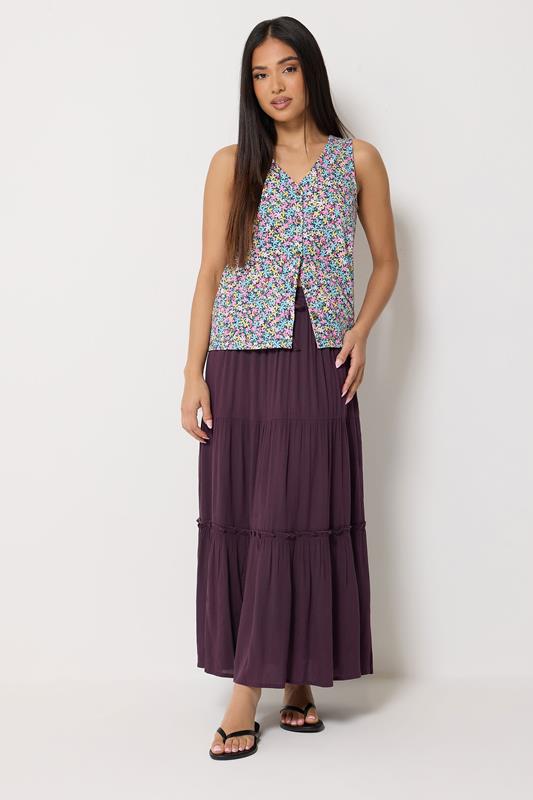 M&Co Petite Berry Purple Crinkle Maxi Skirt | M&Co 1