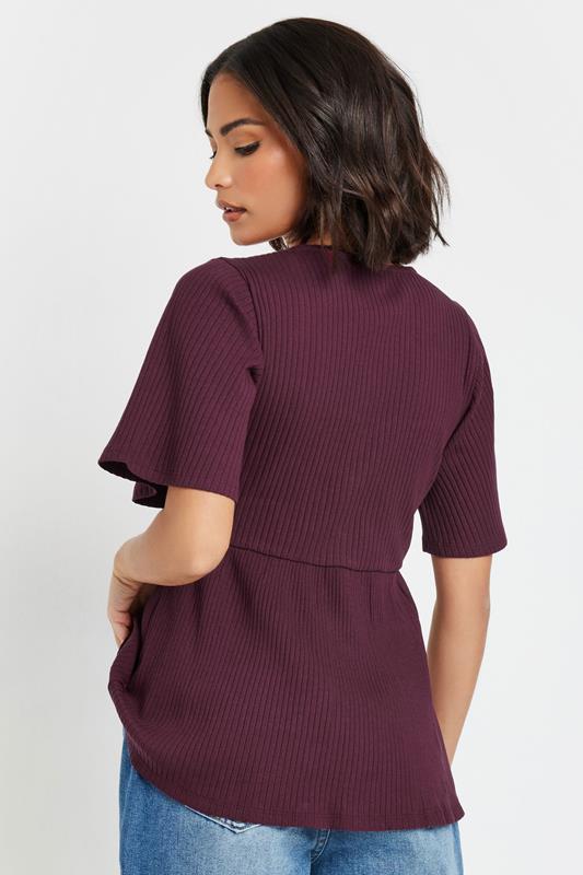 PixieGirl Petite Women's Burgundy Red Ribbed Smock Top | PixieGirl 3