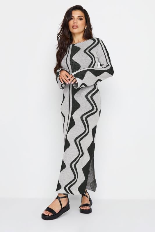 Petite  PixieGirl Grey Abstract Knitted Maxi Dress