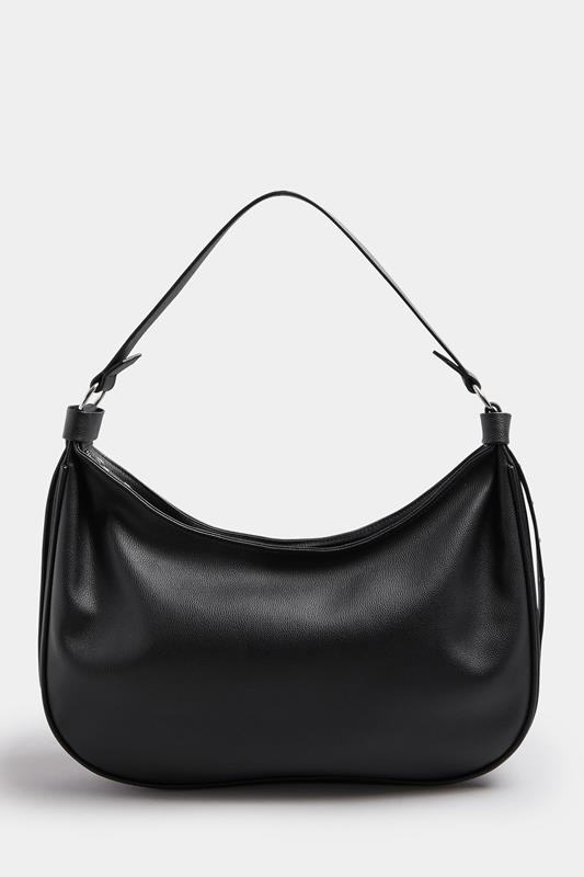 Black Faux Leather Slouched Studded Shoulder Bag | Yours Clothing 4