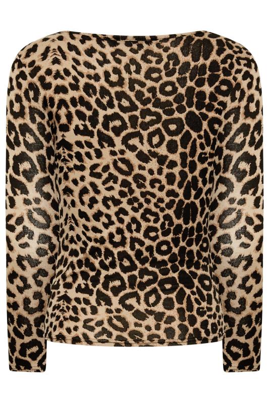 Petite Brown Leopard Print Square Neck Top | PixieGirl 7