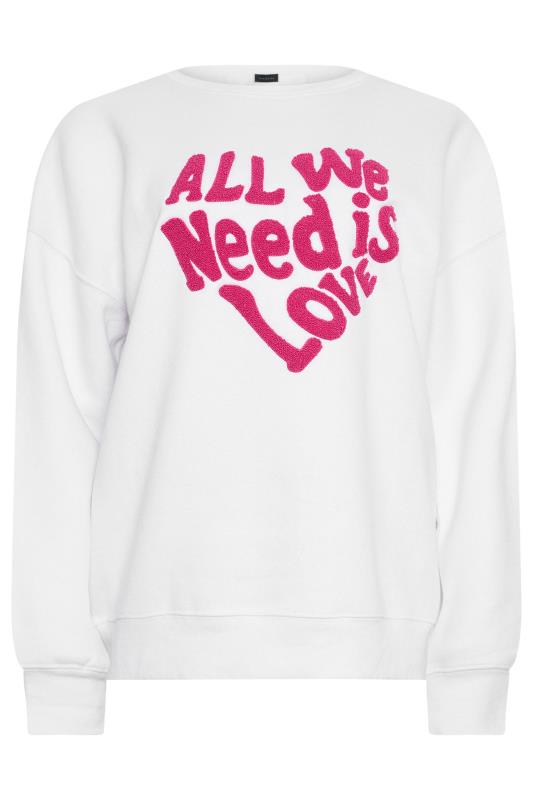 White 'All We Need Is Love' Slogan Oversized Sweatshirt | PixieGirl 6
