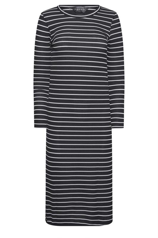 PixieGirl Petite Black & White Stripe Midaxi Dress | PixieGirl  5