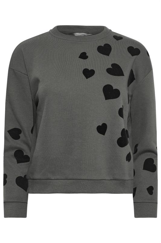 PixieGirl Charcoal Grey Heart Print Sweatshirt | PixieGirl  5