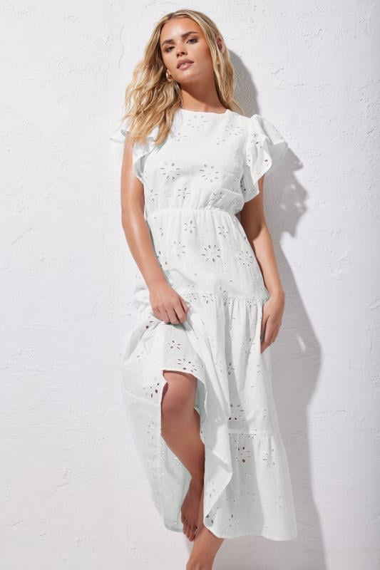 Petite  PixieGirl White Broderie Anglaise Maxi Dress