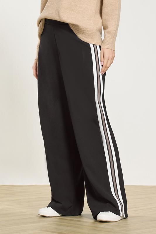 M&Co Black Jersey Side Stripe Wide Leg Trousers