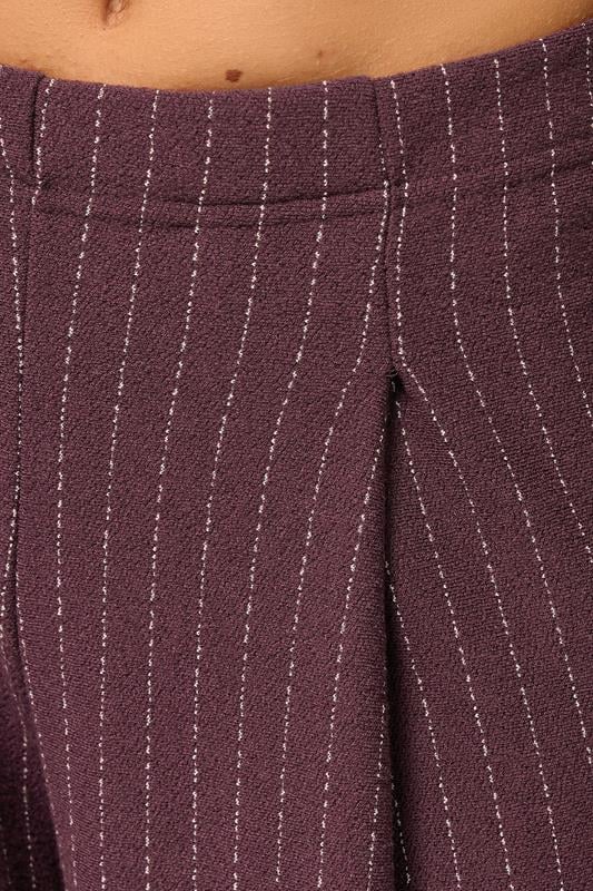 PixieGirl Petite Women's Burgundy Red Pinstripe Palazzo Wide Leg Trousers | PixieGirl 4