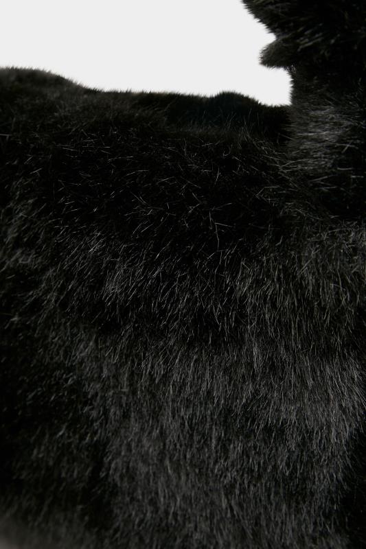 Black Faux Fur Knot Handle Bag | Yours Clothing 5