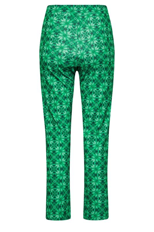 Petite Green Tile Print Split Trousers | PixieGirl 5