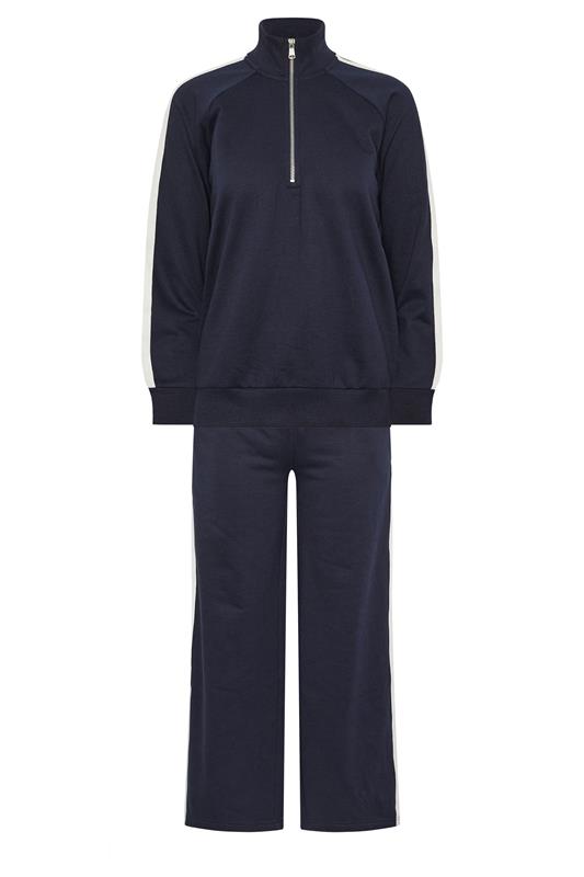 PixieGirl Petite Women's Set Navy Blue Stripe Cotton Sweatshirt & Wide Leg Joggers | PixieGirl 9