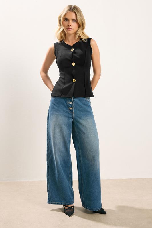 PixieGirl Petite Women's Black Button Sleeveless Top | PixieGirl 2