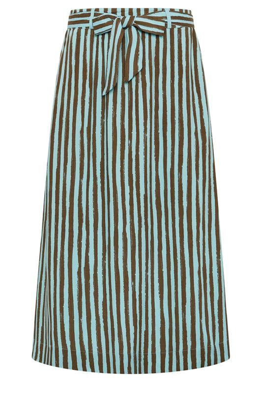 PixieGirl Petite Women's Brown Stripe Belted Maxi Skirt | PixieGirl 5