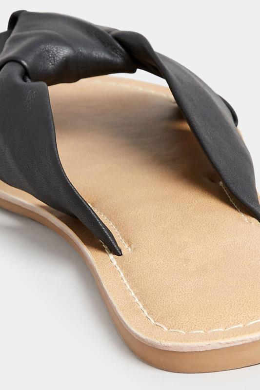 PixieGirl Black Leather Knot Sandals In Standard Fit | PixieGirl 4