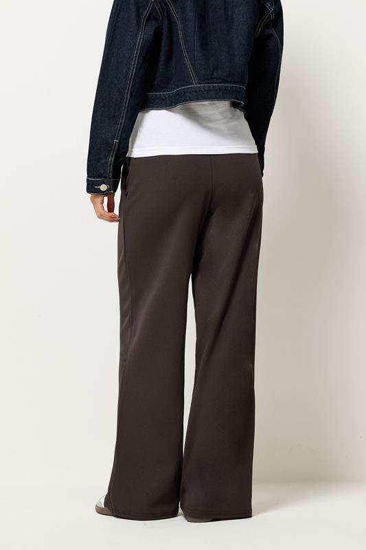 PixieGirl Petite Women's Chocolate Brown Scuba Wide Leg Trousers  3