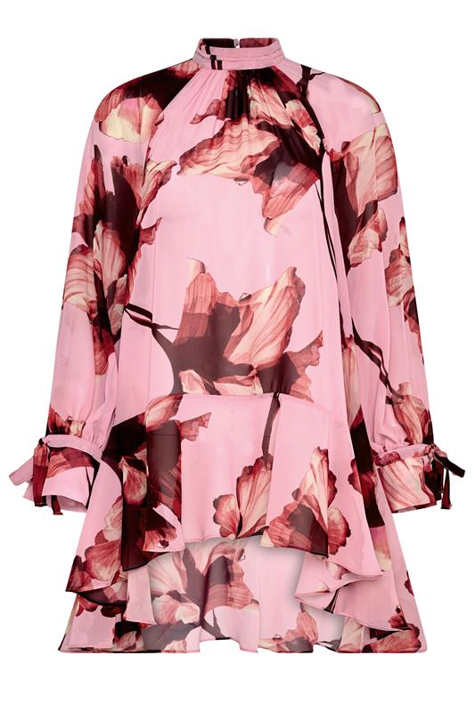 STAR Pink Floral Print Dipped Hem Tunic Top | StarByJM 5
