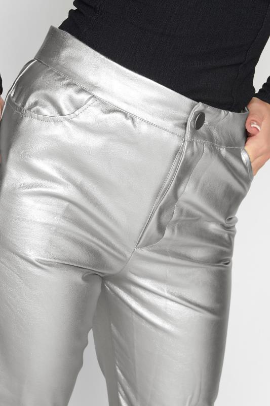 PixieGirl Silver Metallic Straight Leg Trousers | PixieGirl 4