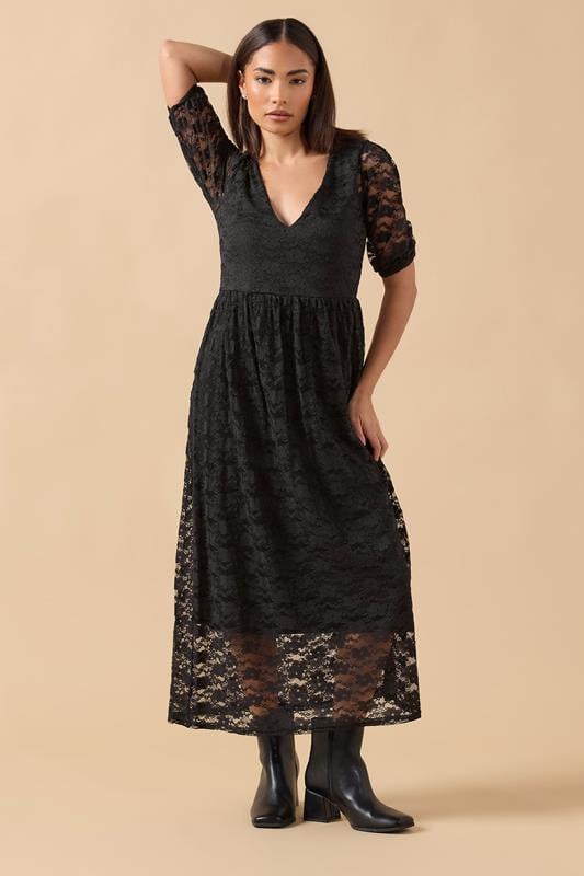 PixieGirl Petite Women's Black Lace Midi Tea Dress | PixieGirl 2